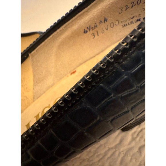 VINTAGE* RARE sz 6 DeLiso Blue Gator-embossed Go-Go Heels Retro PumpsShoes … - Picture 4 of 13
